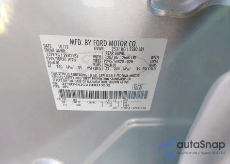 2013 Ford Edge Sel из США, поврежденный, VIN 2FMDK4JCXDBB13532